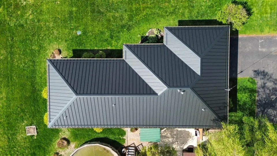 Standing-seam metal roof on a rural Indiana home